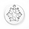 Picture of Zinc Based Alloy Cut Out Charms Round Antique Silver Christmas Snowflake 24mm(1") Dia, 20 PCs