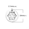 Picture of Zinc Based Alloy Cut Out Charms Round Antique Silver Christmas Snowflake 24mm(1") Dia, 20 PCs