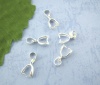 Picture of Zinc Based Alloy Pendant Pinch Bails Clasps Silver Plated 20mm x 8mm, 20 PCs