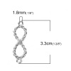 Immagine di Lega di Zinco Cavo gioielli Connettore Accessori Simbolo di Infinito Tono Argento 33mm x 11mm, 10 Pz