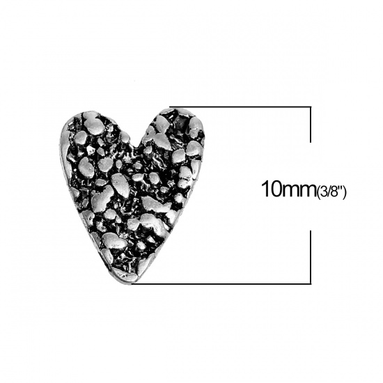 Picture of Zinc Based Alloy Embellishments Heart Antique Silver 10mm( 3/8") x 8mm( 3/8"), 50 PCs