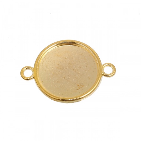 Zinc Based Alloy Cabochon Settings Connectors Round Gold Plated (Fits 20mm Dia.) 32mm(1 2/8") x 24mm(1"), 10 PCs