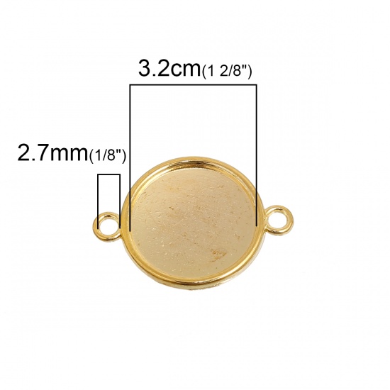 Picture of Zinc Based Alloy Cabochon Settings Connectors Round Gold Plated (Fits 20mm Dia.) 32mm(1 2/8") x 24mm(1"), 10 PCs