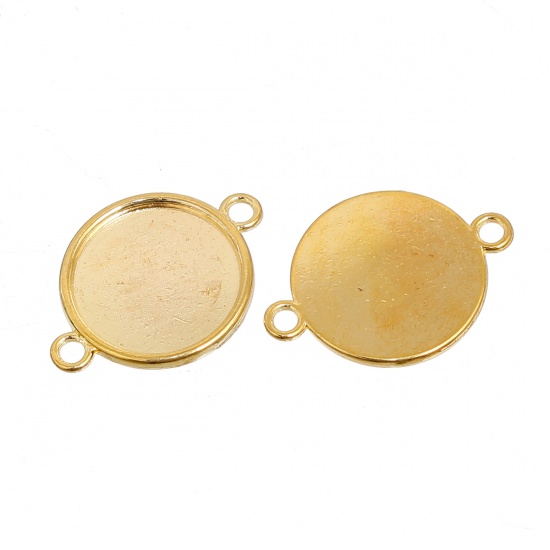 Picture of Zinc Based Alloy Cabochon Settings Connectors Round Gold Plated (Fits 20mm Dia.) 32mm(1 2/8") x 24mm(1"), 10 PCs