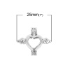 Imagen de Cobre Locket de Perlas Colgantes Corazón Tono de Plata Ala Puede Abrir (Apta Cuenta: 8mm) 25mm x 21mm, 2 Unidades