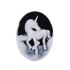 Picture of Resin Cameo Embellishments Horse Black & White Oval Pattern 39mm(1 4/8") x 29mm(1 1/8"), 5 PCs