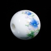 Picture of Ceramic Spacer Beads Round Skyblue & White Flower Pattern About 20mm Dia, Hole: Approx 4.5mm, 5 PCs