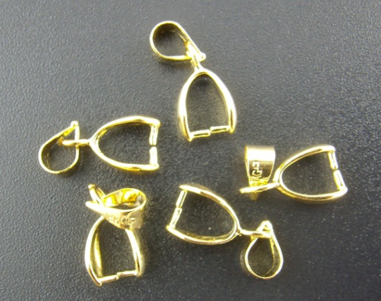 Picture of Zinc Based Alloy Pendant Pinch Bails Clasps Gold Plated 15mm x 5mm, 25 PCs