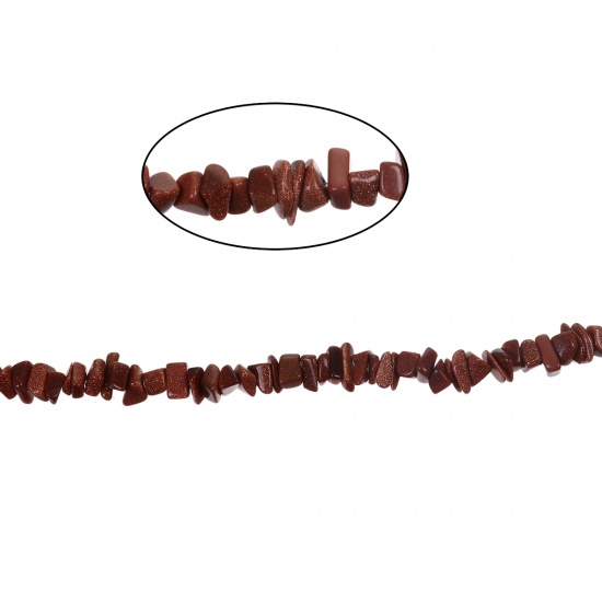 Picture of (Grade B) Gold Sand Stone ( Natural) Gemstone Loose Chip Beads Irregular Brown About 12mm x6mm( 4/8" x 2/8") - 7mm x6mm( 2/8" x 2/8"), Hole: Approx 0.6mm, 39.5cm(15 4/8") long, 1 Strand