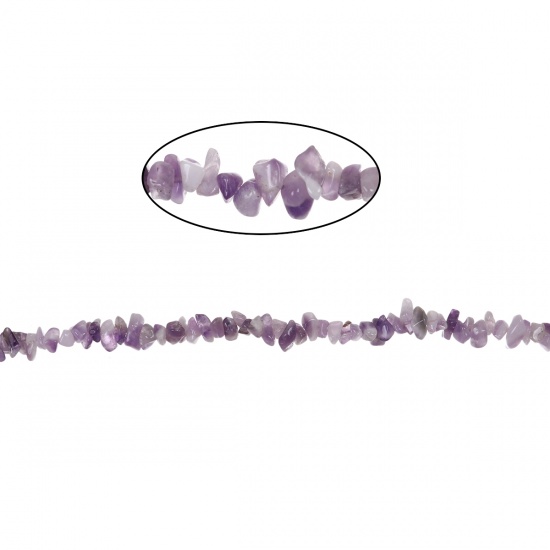 Изображение Аметист ( Природный) Свободный Бусины Бесформенный Лиловый,Чип-бисер, Около 11мм x 6мм - 6мм x4мм, Отверстие: Пример 0.6мм, 92см длина, 1 Нитка