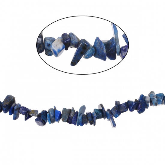 Immagine di (Grado B) Lapis ( Naturale) Perline Irregolare Blu Scuro Circa 12mm x 6mm- 5mm x4mm, Foro: Circa 0.6mm, lunghezza: 92cm, 1 Filo