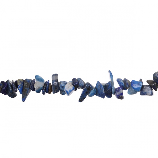 Immagine di (Grado B) Lapis ( Naturale) Perline Irregolare Blu Scuro Circa 12mm x 6mm- 5mm x4mm, Foro: Circa 0.6mm, lunghezza: 92cm, 1 Filo