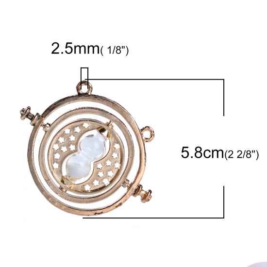 Picture of Zinc Based Alloy Connectors Round Gold Plated White Pentagram Star Message 58mm x 47mm, 1 Piece