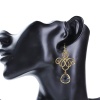 Picture of Brass Earrings Gold Plated Drop Filigree Faceted 60mm(2 3/8") x 30mm(1 1/8"), Post/ Wire Size: (20 gauge), 1 Pair                                                                                                                                             