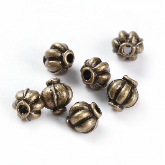 Picture of Zinc Based Alloy 3D Spacer Beads Lantern Antique Bronze 6mm x 6mm, Hole: Approx 1.3mm, 200 PCs