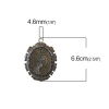 Immagine di Lega di Zinco Charm Ciondoli Ovale Bronzo Antico Basi per Cabochon (Adatto 38mm x 31mm) 66mm x 51mm, 3 Pz