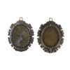 Picture of Zinc Based Alloy Pendants Oval Antique Bronze Cabochon Settings (Fits 38mm x 31mm) 66mm x 51mm, 3 PCs