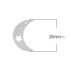 Immagine di Acciaio Inossidabile Reticolato Charms Luna Tono Argento Stella 25mm x 16mm, 3 Pz