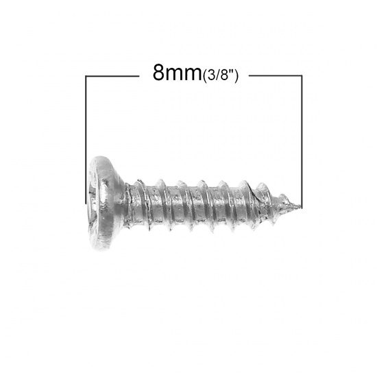 Picture of Iron Based Alloy Countersunk Self-Tapping Screws Silver Tone 8mm x 5mm, 500 PCs