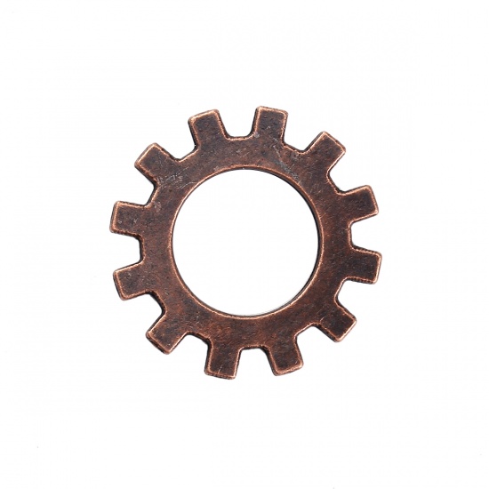 Picture of Zinc Based Alloy Steampunk Charms Gear Antique Copper 25mm(1") x 25mm(1"), 50 PCs