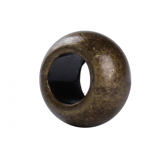 亜鉛合金 ヨーロピアンスタイル 大穴ビーズ 円形 銅古美 約 9mm直径、 穴：約 4.5mm、 50 個 の画像