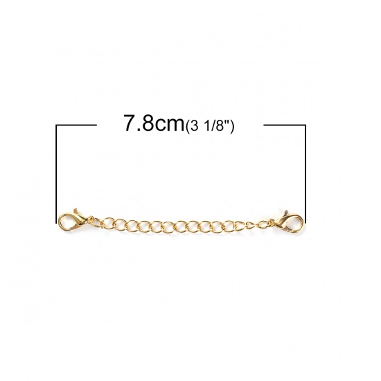 Image de Chaînes d'Extension pour Collier Bracelet en Alliage de zinc+Alliage de fer Doré avec Fermoir Mousqueton 78mm long, 20 Pièces