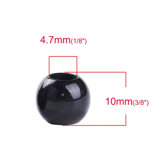 Picture of CCB Plastic European Style Beads Round Black About 10mm( 3/8") Dia, Hole: Approx 4.7mm, 200 PCs