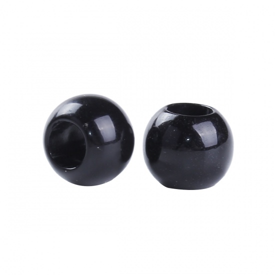 Picture of CCB Plastic European Style Beads Round Black About 10mm( 3/8") Dia, Hole: Approx 4.7mm, 200 PCs
