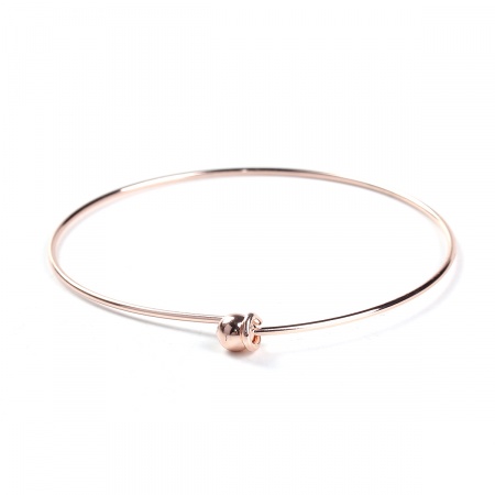 Brass Expandable Bangles Bracelets Round Single Bar Rose Gold 22cm(8 5/8") long, 2 PCs