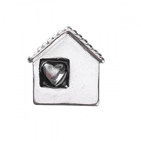 Lega di Zinco ( non poroso ) Patch decorativa Casa Argento Antico Cuore 12mm x 11mm , 10 Pz