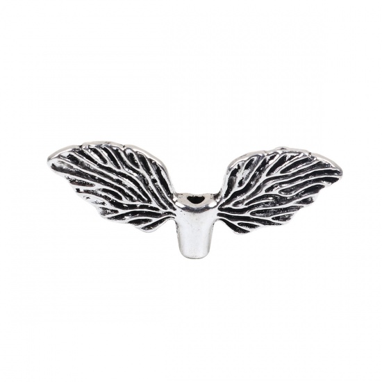 Picture of Zinc Based Alloy Spacer Beads Wing Antique Silver Color 43mm x 17mm, Hole: Approx 2.1mm, 10 PCs