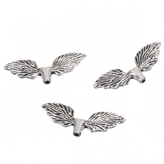 Picture of Zinc Based Alloy Spacer Beads Wing Antique Silver Color 43mm x 17mm, Hole: Approx 2.1mm, 10 PCs