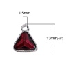 Picture of Zinc Based Alloy February Birthstone Charms Triangle Silver Tone Purple Glass Rhinestone 13mm( 4/8") x 11mm( 3/8"), 10 PCs