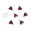Picture of Zinc Based Alloy February Birthstone Charms Triangle Silver Tone Purple Glass Rhinestone 13mm( 4/8") x 11mm( 3/8"), 10 PCs