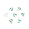 Imagen de Vidrio piedra del zodíaco Colgantes Charms Triángulo Tono de Plata Hierba Verde Rhinestone 13mm x 11mm, 10 Unidades