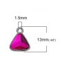 Picture of Zinc Based Alloy October Birthstone Charms Triangle Silver Tone Fuchsia Glass Rhinestone 13mm( 4/8") x 11mm( 3/8"), 10 PCs
