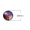Изображение Стеклянные Газоплотный Кабошон Круглые, Разноцветный С Узором Дерево 25мм диаметр, 10 ШТ