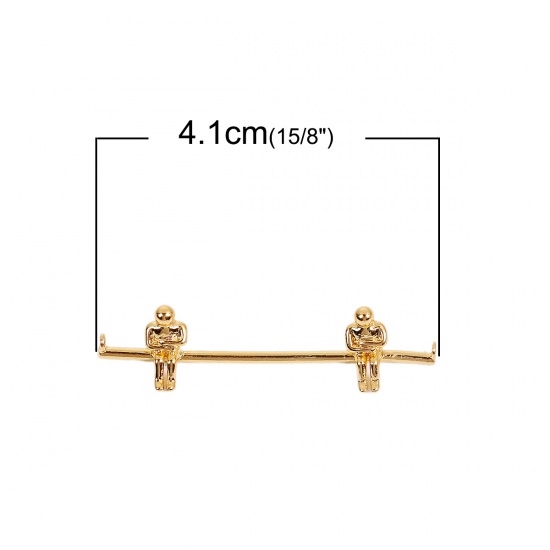 Picture of Brass Lilliput Play On The Swings Connectors Human Gold Plated 41mm(1 5/8") x 11mm( 3/8"), 2 PCs                                                                                                                                                              