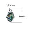 Immagine di Lega di Zinco Charms Mani Tono Argento Verde Opale Imitazione 18mm x 13mm , 5 Pz