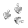 Picture of Copper Charms Heart Silver Plated 9mm( 3/8") x 7mm( 2/8"), 20 PCs