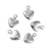 Picture of Copper Charms Heart Silver Plated 9mm( 3/8") x 7mm( 2/8"), 20 PCs