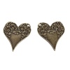 Picture of Zinc Based Alloy Charms Heart Antique Bronze Flower 28mm(1 1/8") x 26mm(1"), 10 PCs