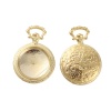 Picture of Zinc Based Alloy Pendants Pocket Watch Gold Plated Cabochon Settings (Fits 20mm Dia.) 39mm x 27mm, 2 PCs