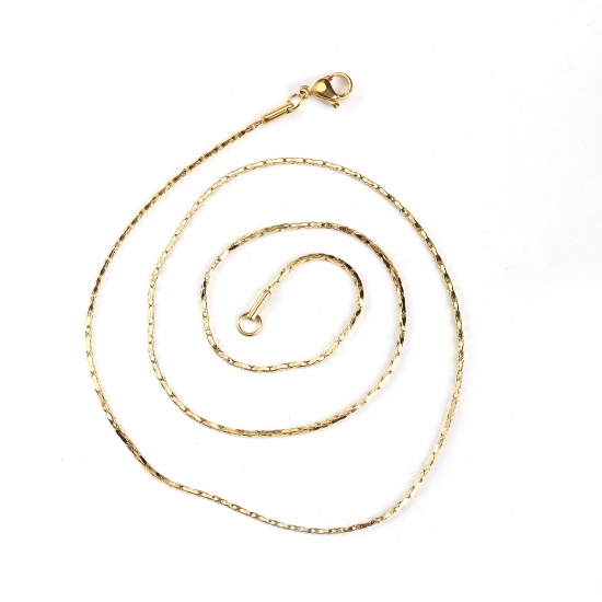 Bild von 1 Strang Vakuumbeschichtung 304 Edelstahl Crimp-Kette Halskette Vergoldet 51cm lang, Kettengröße: 1.2mm
