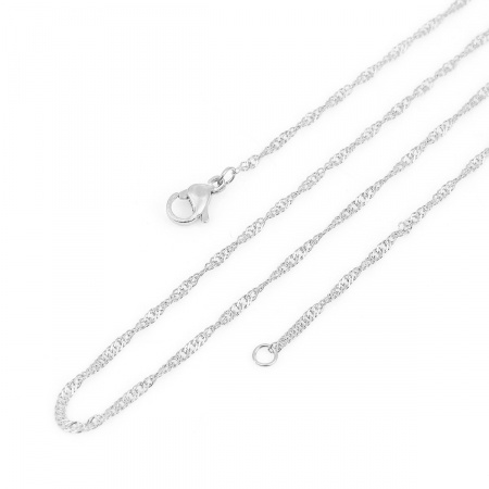 304ステンレス鋼 編みチェーン ネックレス シルバートーン 51cm長さ、 チェーンサイズ: 1.7mm、 1 本