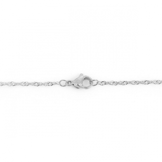 Picture of 304 Stainless Steel Braided Rope Chain Necklace Silver Tone 51cm(20 1/8") long, Chain Size: 1.7mm, 1 Piece