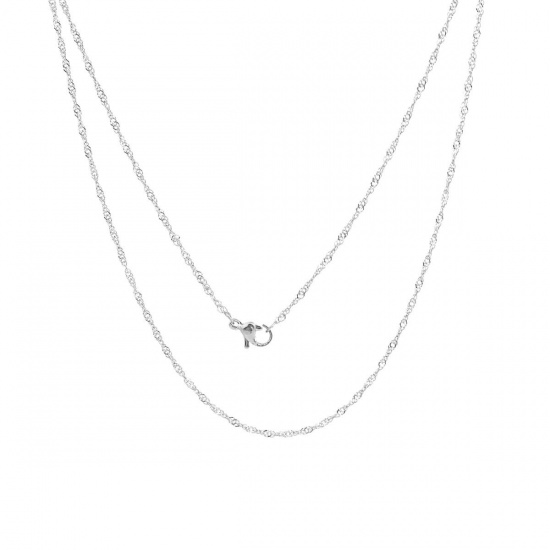 Picture of 304 Stainless Steel Braided Rope Chain Necklace Silver Tone 51cm(20 1/8") long, Chain Size: 1.7mm, 1 Piece