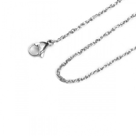 304ステンレス鋼 編みチェーン ネックレス シルバートーン 51cm長さ、 チェーンサイズ: 1.5mm、 1 本