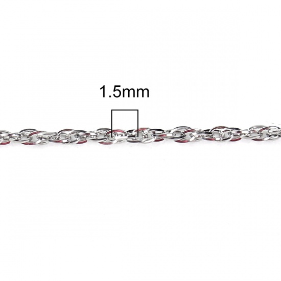 Immagine di 304 Acciaio Inossidabile Intrecciante Fiscale Collana Tono Argento 51cm Lunghezza, Dimensione della Catena 1.5mm, 1 Pz