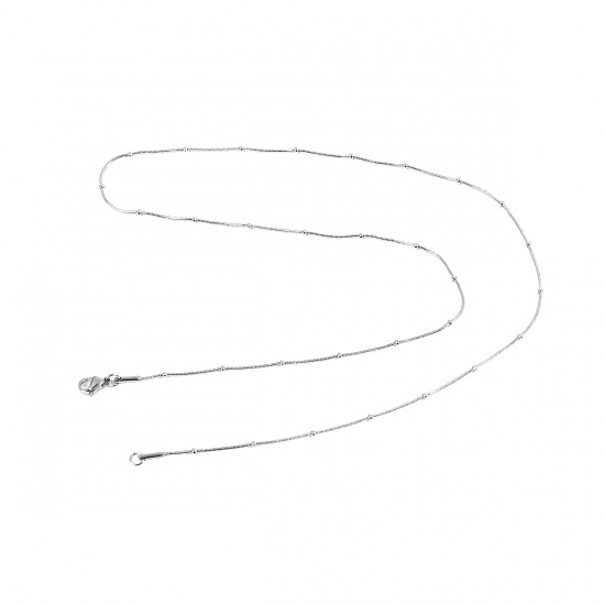 Bild von 304 Edelstahl Schlangenkette Kette Halskette Silberfarbe 50.5cm lang, Kettengröße: 0.7mm, 1 Strang